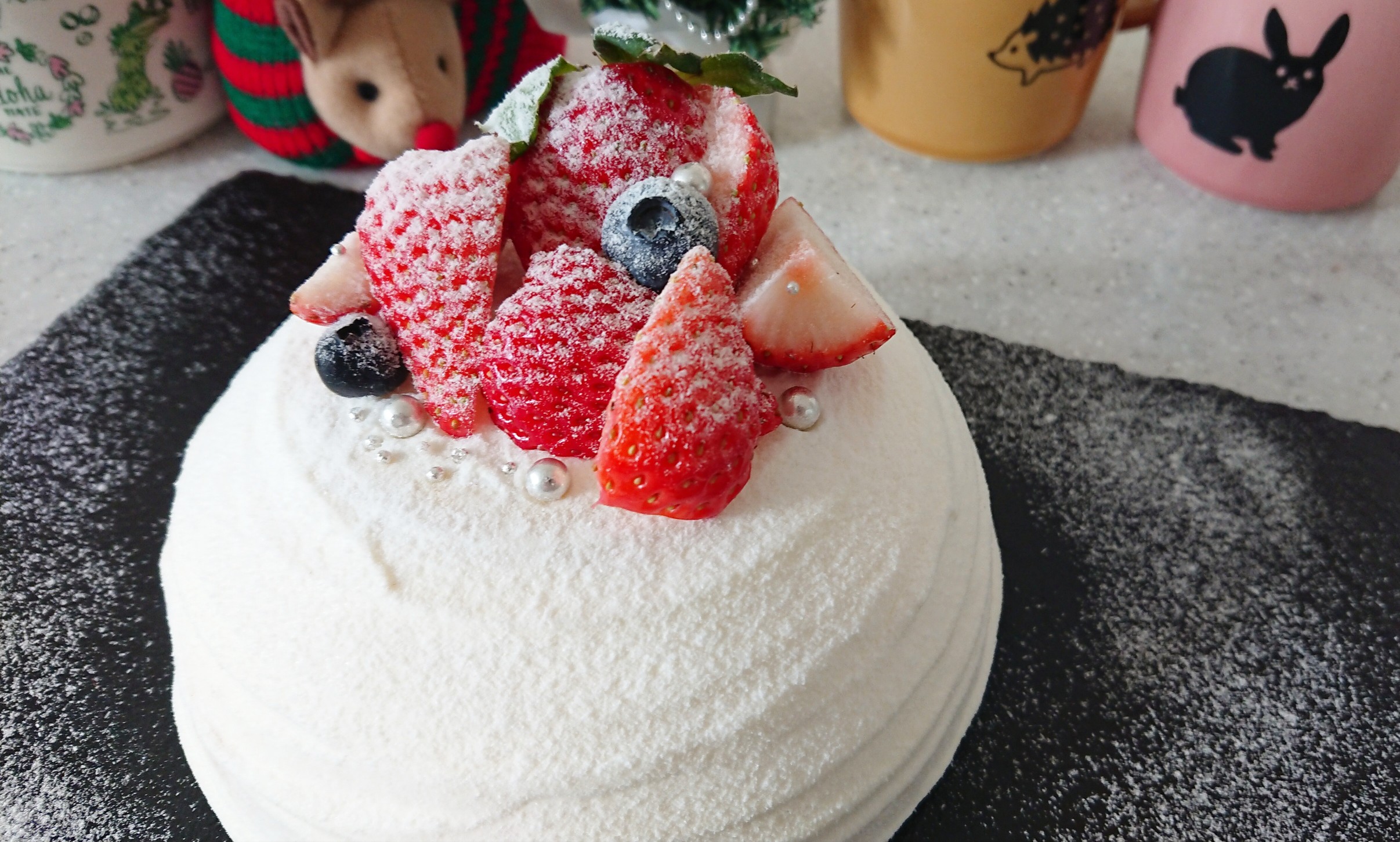 クリスマス特集第４弾 粉雪舞うドームショートケーキのレシピ ねずみとうさぎの台所
